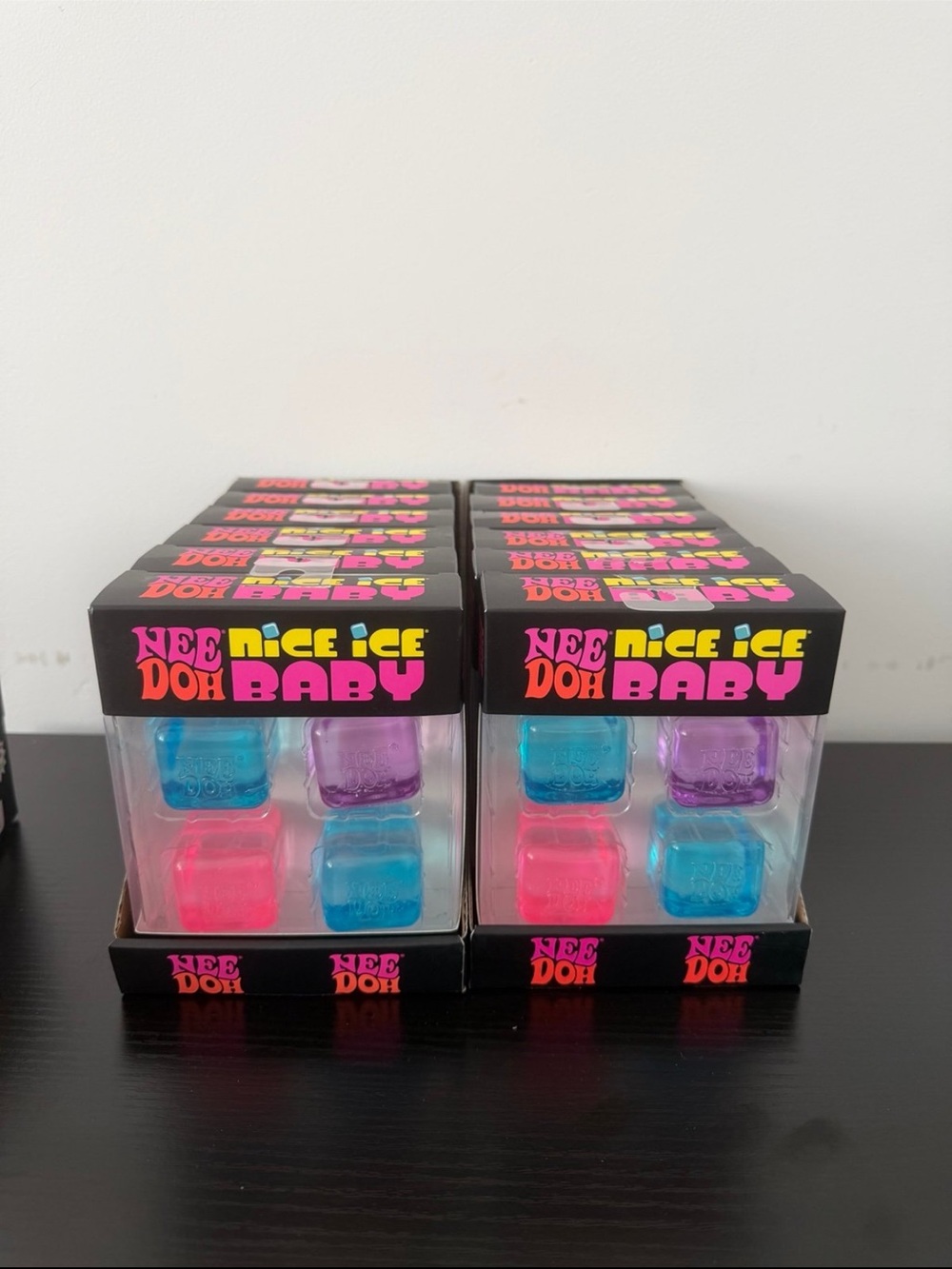 Needoh Nice Ice Baby Neon Ice Cube Toys - Pink, Blue, Purple (Set of 6)